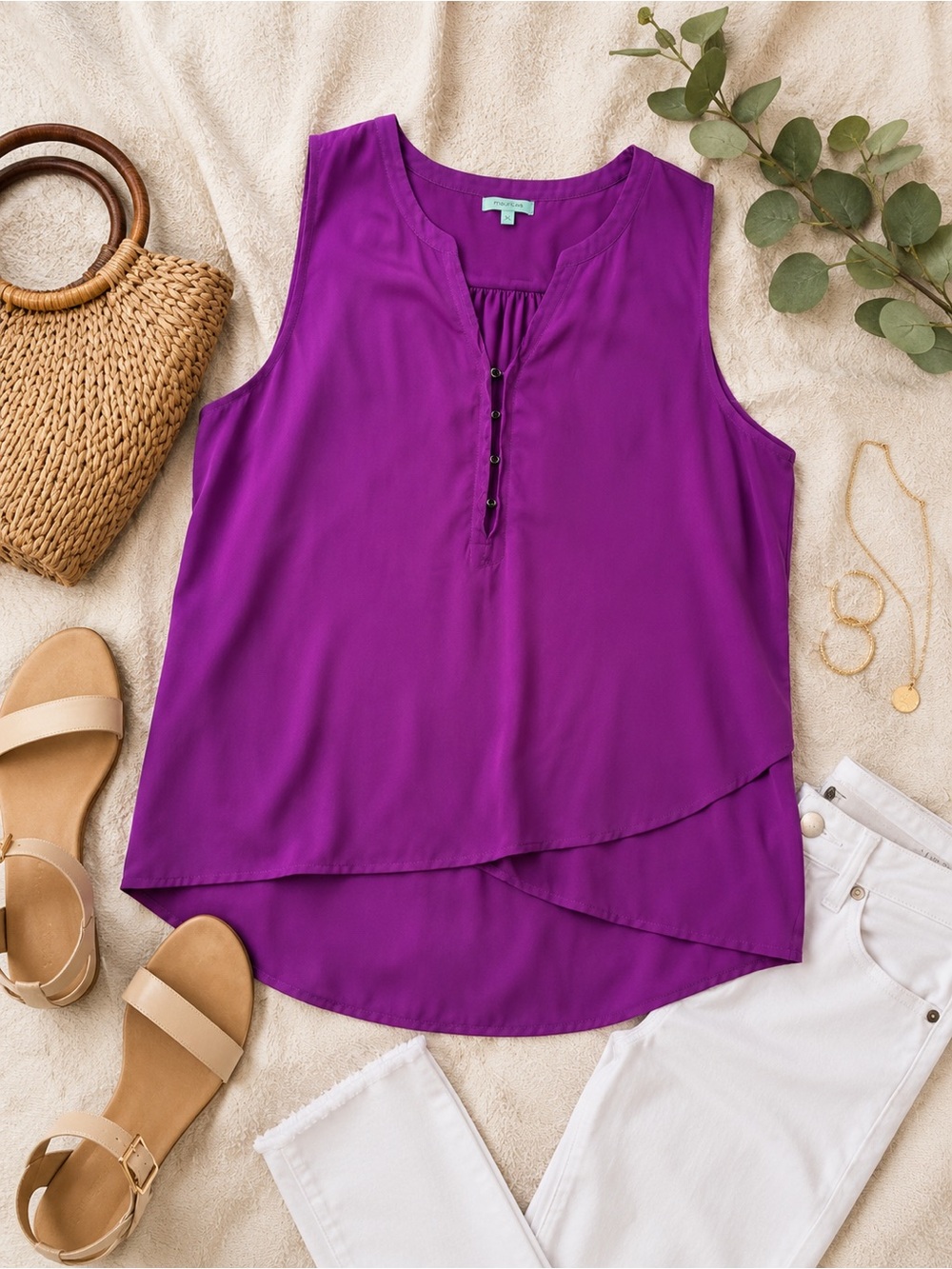 Maurices Sleeveless Purple Blouse XL Layered Hem Tank Top